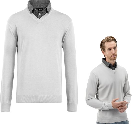 Milanoro - Pull homme col chemise - Gris clair - L