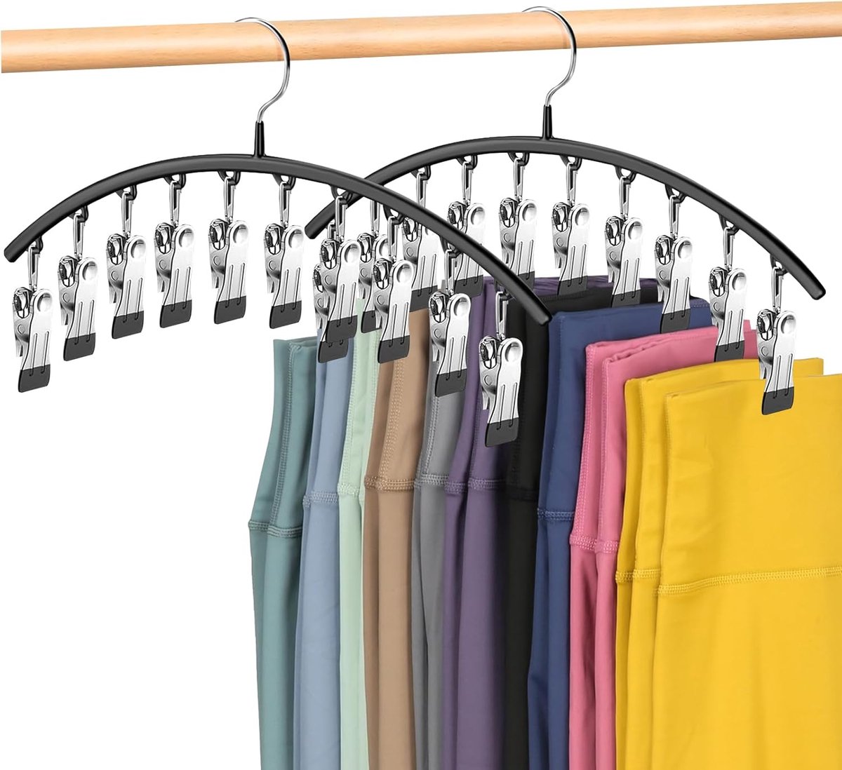 Famanu - Legging organizer set van 2 met 10 clips metalen hanger