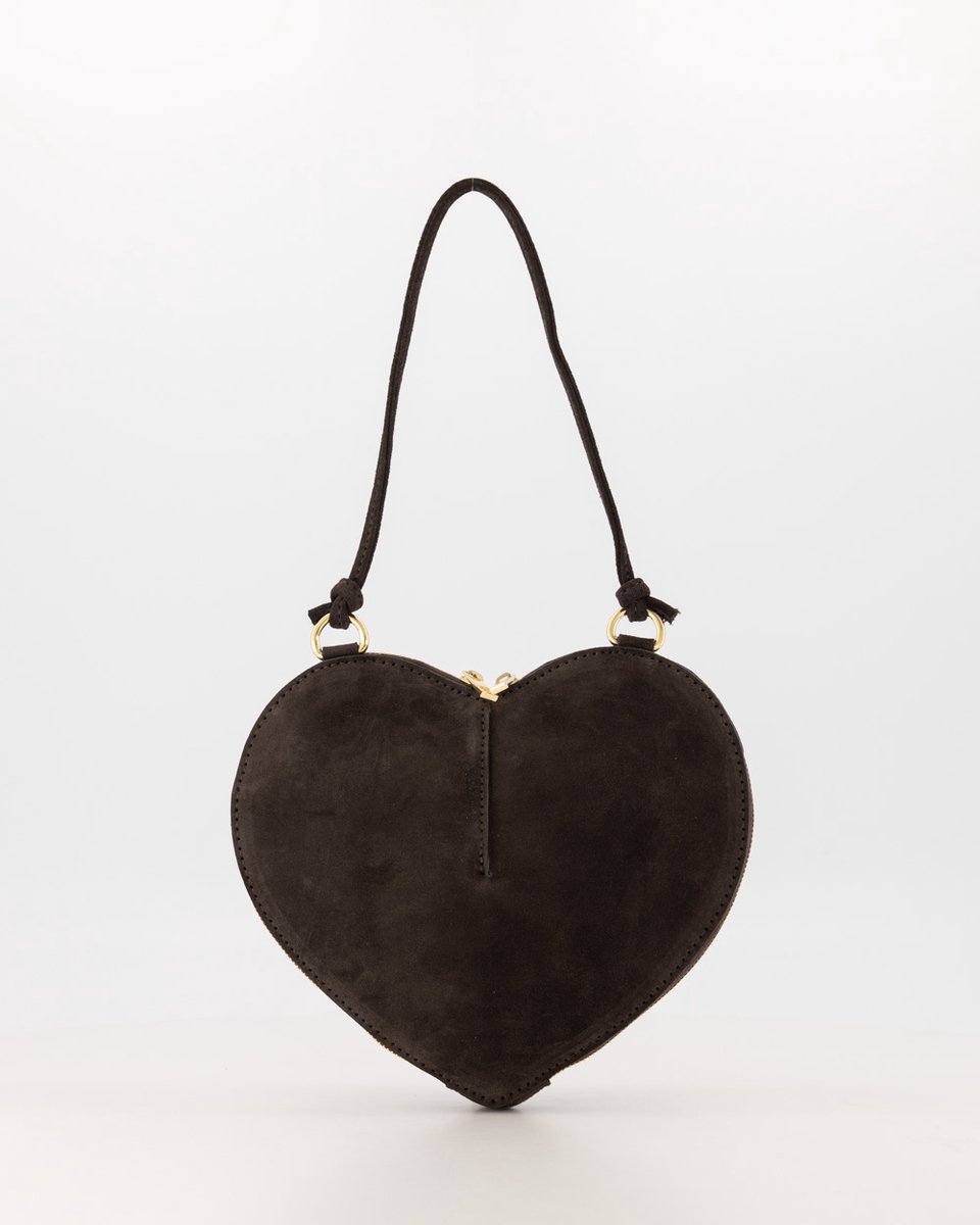 Teatro - Lamour - Handtasje - Crossbodytasje - Suede - Leer - Donkerbruin - Klein - Love - Hart - Valentijn