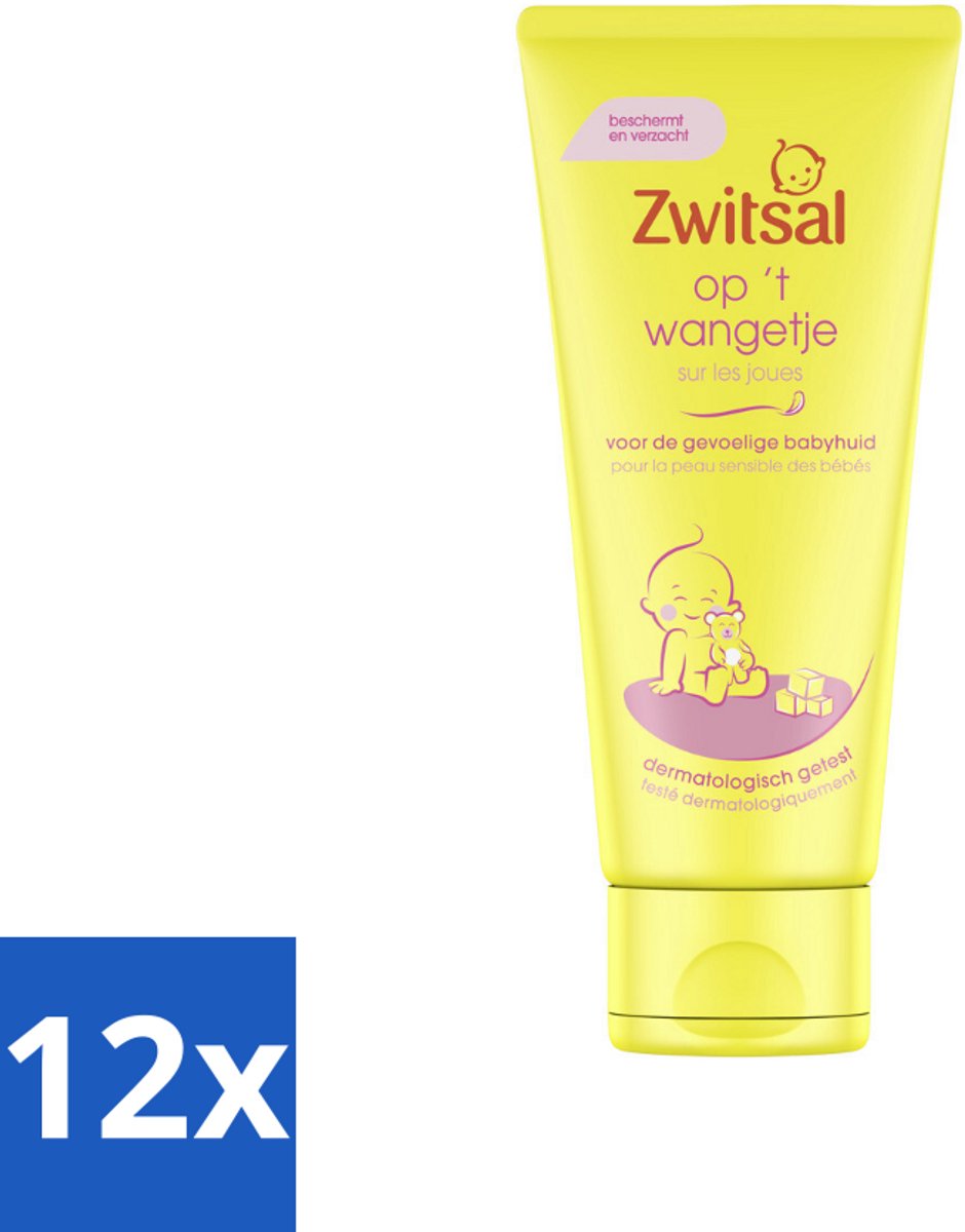 12 x Zwitsal - Op 't Wangetje - Gezichtscrème voor Baby’s - Gevoelige Babyhuid - 100 ml - Babyhuid - Gezichtscrème - Babyverzorging - Gevoelige Huid - Bescherming
