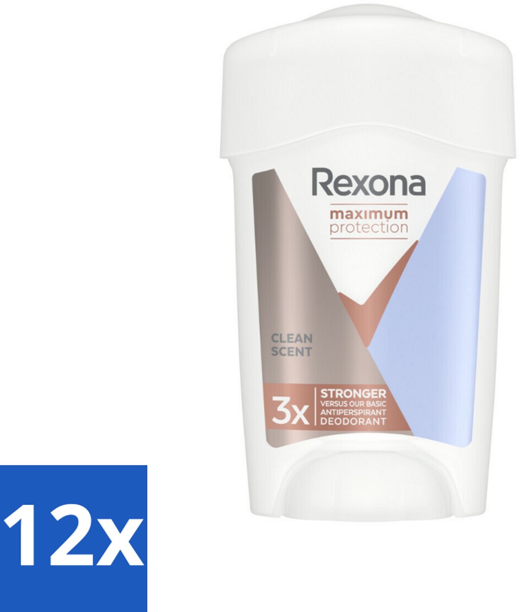 12 x Rexona - Deodorant Stick - Women Maximum Protection Clean Scent - Anti-transpirant - 45 ml - Anti-transpirant - Deodorant - Zweet - Lichaamsgeur - Bescherming