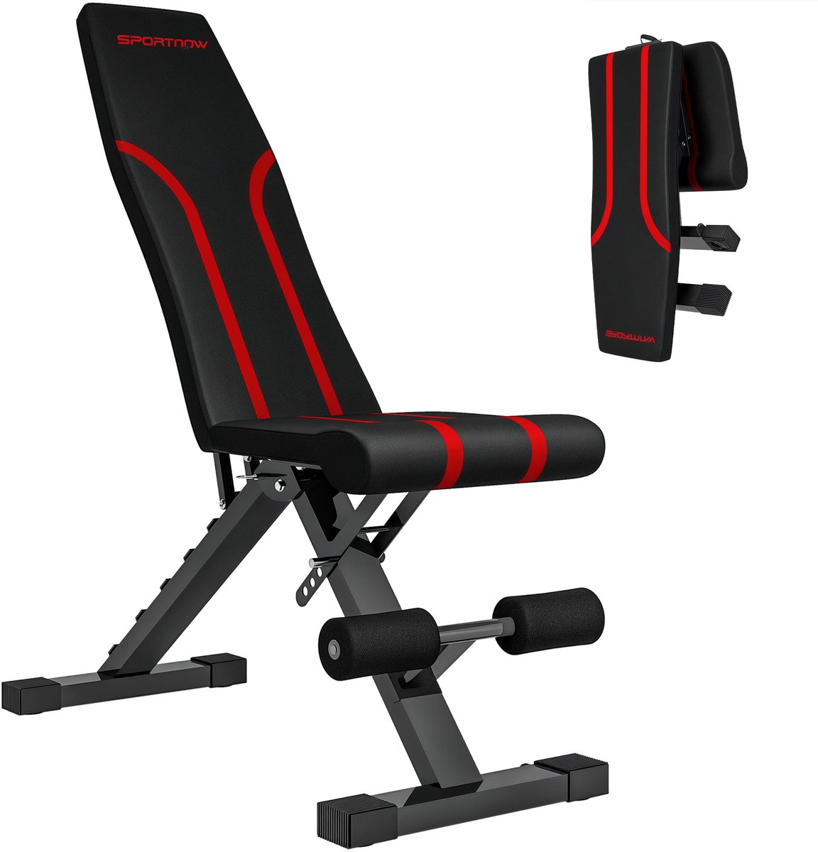 SPORTNOW Halterbank Kunststof, Staal 82L x 35B x 42,5-107H cm Zwart