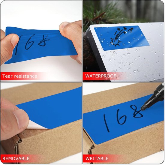 Meitaat Blauwe rechthoekige stickers 50 x 25 mm kleurcodering rechthoekige etiketten vinyl rol zelfklevend waterdicht verwijderbaar 500 stuks
