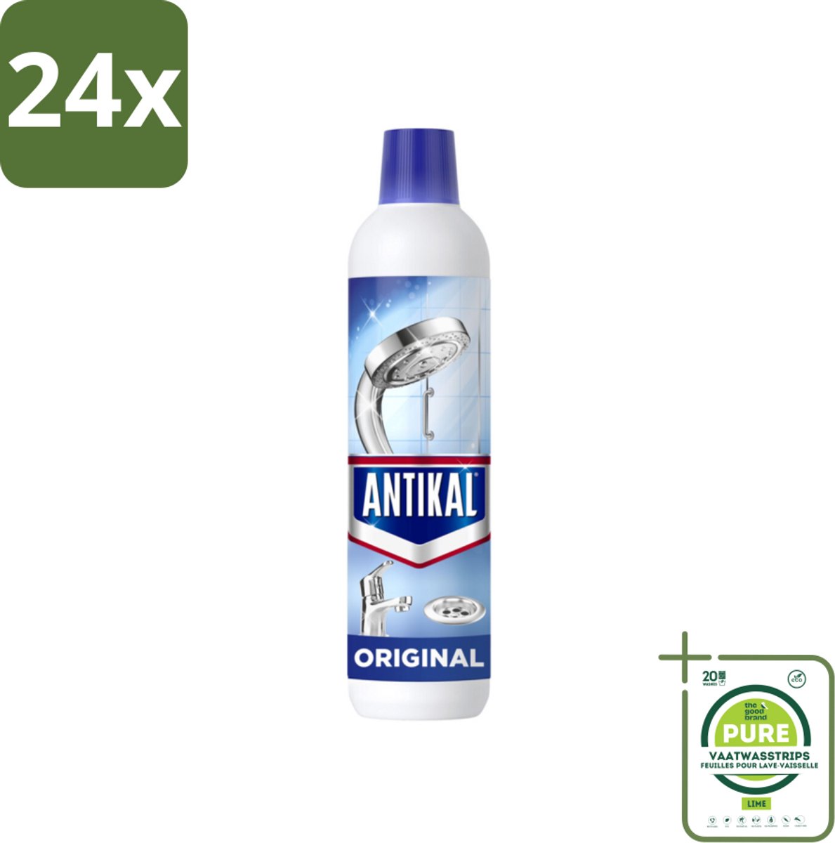 Antikal Original Gel - Kalkreiniger - Extra Hechting - Diepwerkend - 750 ml - Voordeelverpakking - 24 stuks - Kalkreiniger - Kalk verwijderen