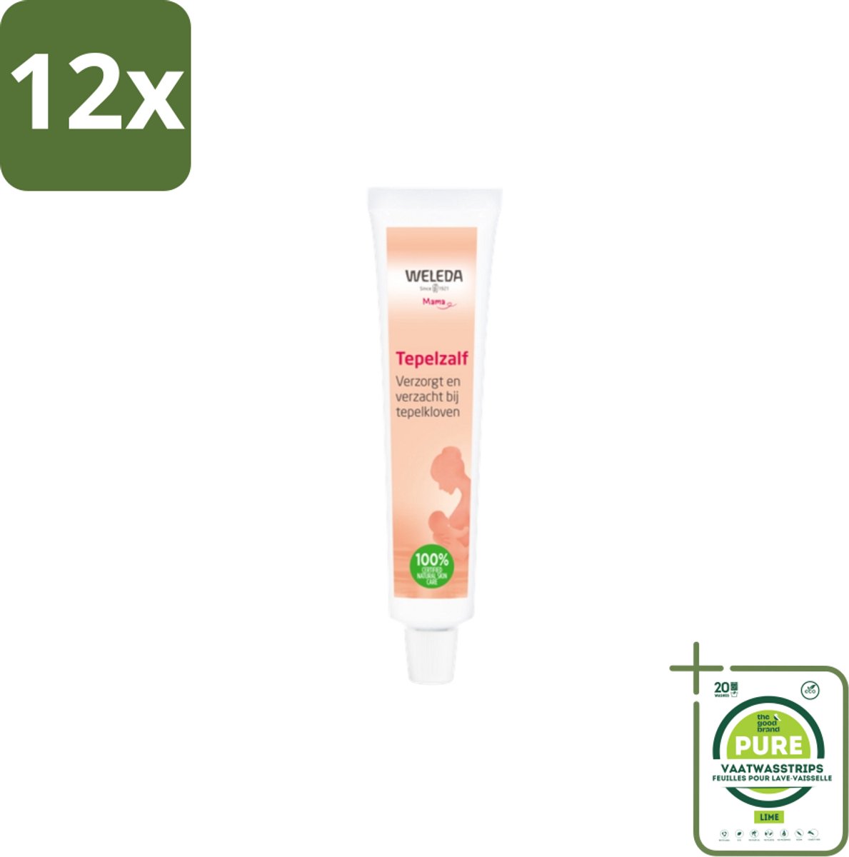WELEDA - Tepelzalf - Mama & Baby - 25 g - Voordeelverpakking - 12 stuks - Borstvoeding - Tepelzalf