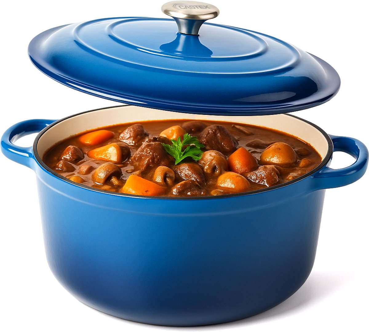 Castex Elegance Royal Gietijzeren Braadpan met Deksel 26 cm - Inductie Pan - Braadpannen Gietijzer - Blue