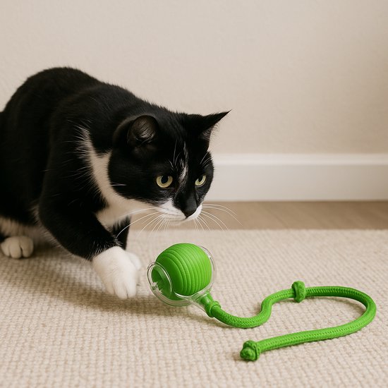 Interactief kattenspeelgoed met ledlicht - 360 graden zelfdraaiende bal, intelligent draaibaar speelgoed, oplaadbaar via USB, stimuleert het jachtinstinct voor kittens, grappig dierenspeelgoed