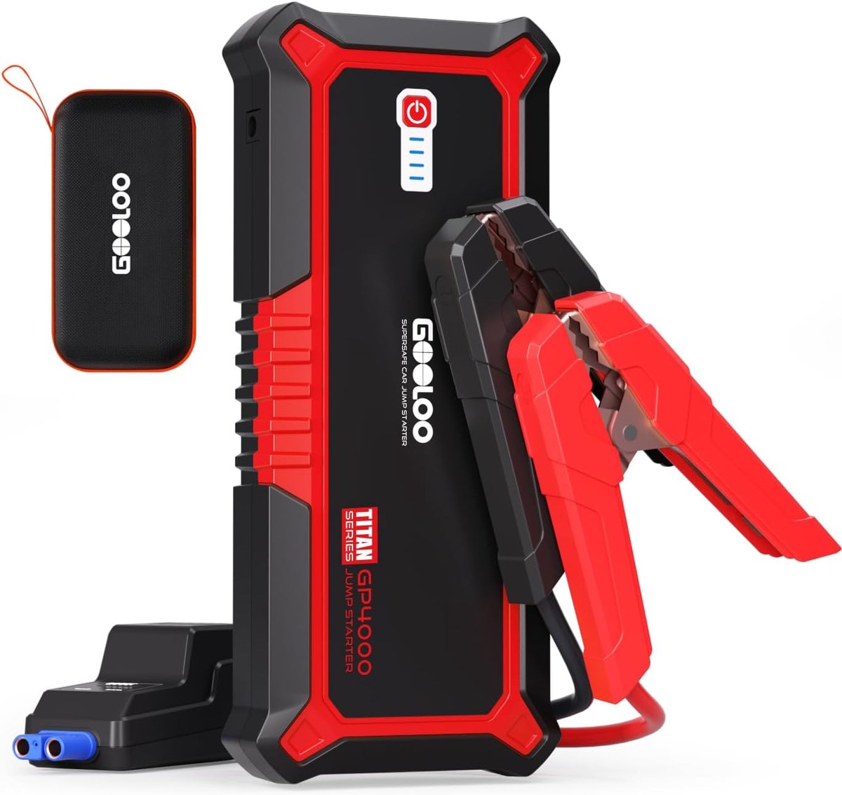 GOOLOO GP4000 - Professionele Jumpstarter - 4000A - Voor Grote Benzine & Dieselvoertuigen - Powerbank met USB-C PD - Smart Veiligheidstechnologie - Robuust Ontwerp - Rood