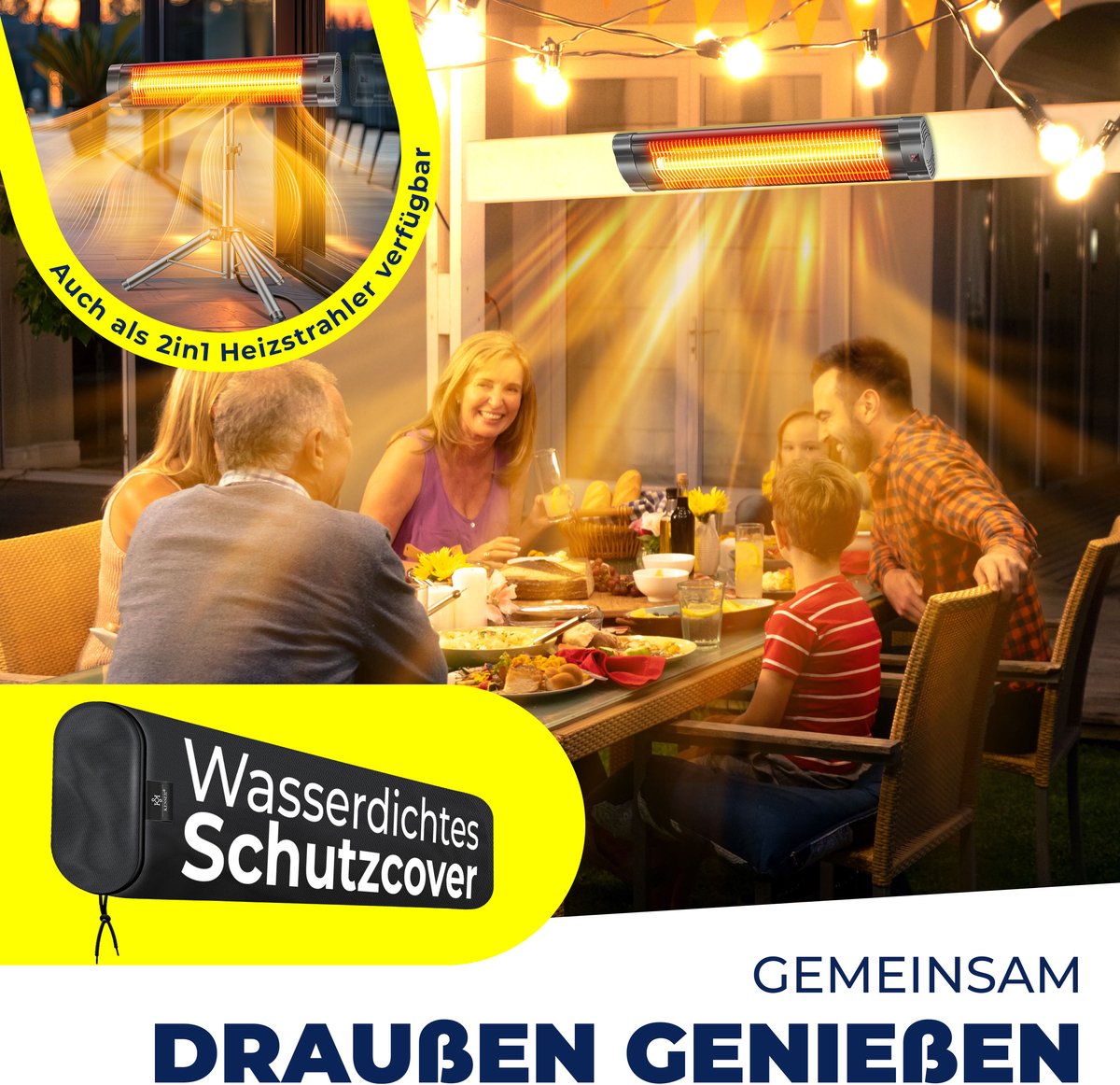 KESSER Terrasverwarmer Elektrisch 2500 W Wandmontage - Infrarood Heater voor Binnen en Buiten met 3 Warmtestanden - Antraciet – foto 4