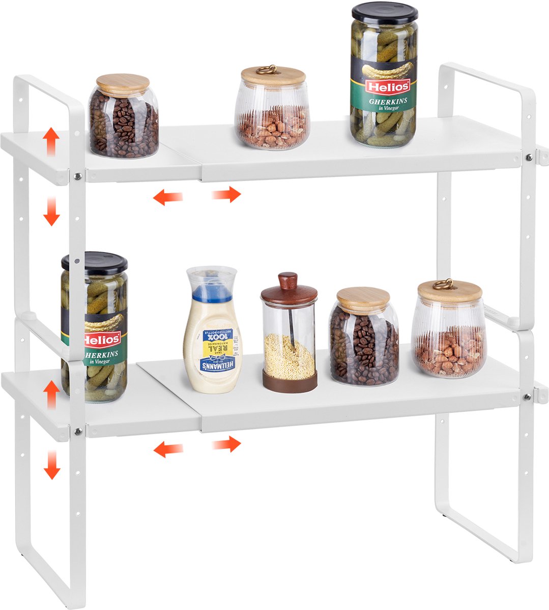 VEVOR 2-Laags Kruidenrek Kast Organizer Aanrechtblad Plank Opbergrek Wit