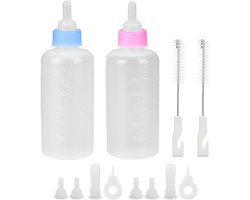 2-Piece Kitten Fles - Pet Fles Set - 60ml Broedfles voor Puppies - Katten - Eekhoorns - Kleine Zoogdieren