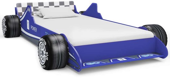 Lit enfant vidaXL Voiture de course Blauw - 90 x 200 cm - Lit enfant Voiture de course - Lit Kids - Plan - Décoration chambre enfant