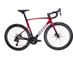 Rinos Odin 7.1 Carbon Road - Racefiets - met UCI Frameset - met SHIMANO Ultegra Di2 - 24 versnellingen en schijfremmen - lichte fiets voor dames en heren -Wielen van koolstofvezel - 700 x 40C - Zwart en Rood - S-52