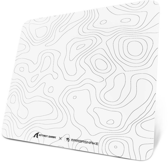 ATTACK SHARK CM05 Tempered Glass Gaming Mouse Pad - Glazen Muismat - Ultra-Smooth Surface - 9H Tempered Glass - 45*40CM - eSport Gaming Mousepad - White Contour Line