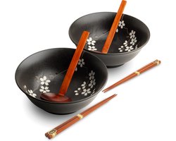 EDO JAPAN - RAMENBOWLSET ANEMOON ZWART O22 CM/H9CM - 2 PERS