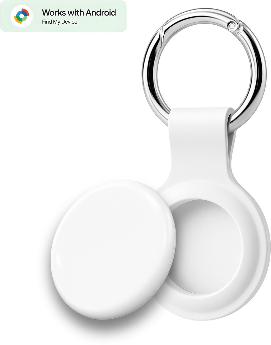 Bluetooth tracker geschikt voor Samsung - Inclusief sleutelhanger - Loshall - Werkt met Android Find My - Tracker voor Android - Waterdicht - 80 dB - Voordeelverpakking - Wit - 1 Pack