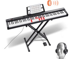 VEVOR Digitaal Toetsenbord met 88 Toetsen, 1000 Ritmes, Elektrische Piano, Piano met Standaard