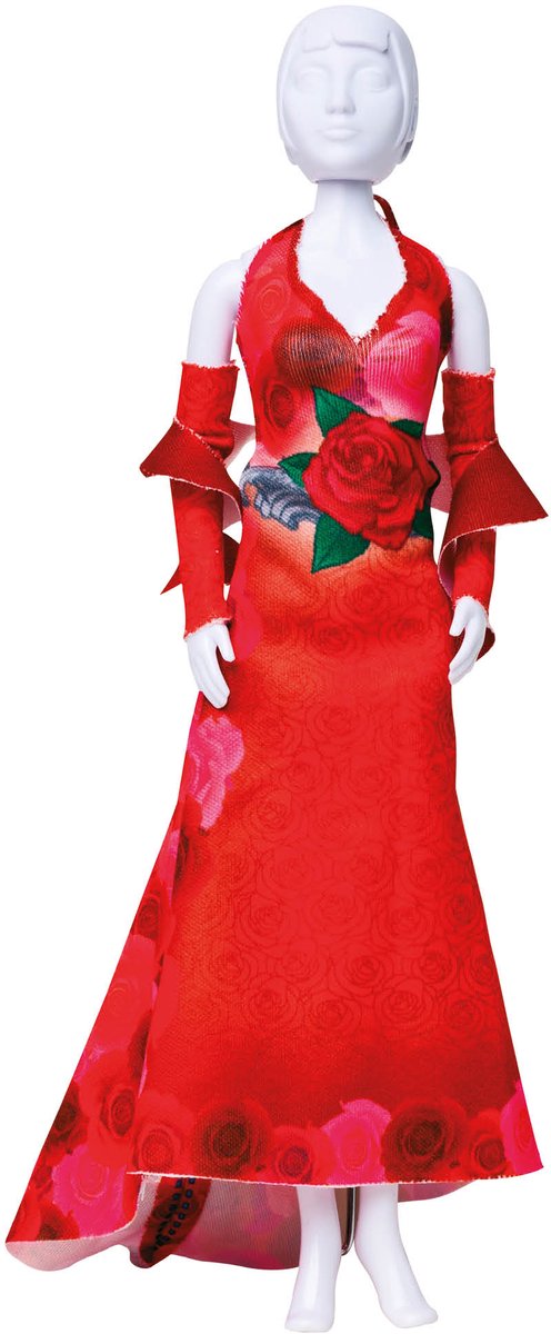Dress Your Doll - Making Couture Outfit kit Mary Red Roses - Voor pop van 29cm - PN-0164647