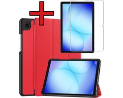 Hoesje - Geschikt voor Samsung Galaxy Tab A11 Plus / A9 Plus - Met Screenprotector - Hardcover Book Case - Trifold Bookcase Hoes - Hard Cover - Tablethoes - Rood