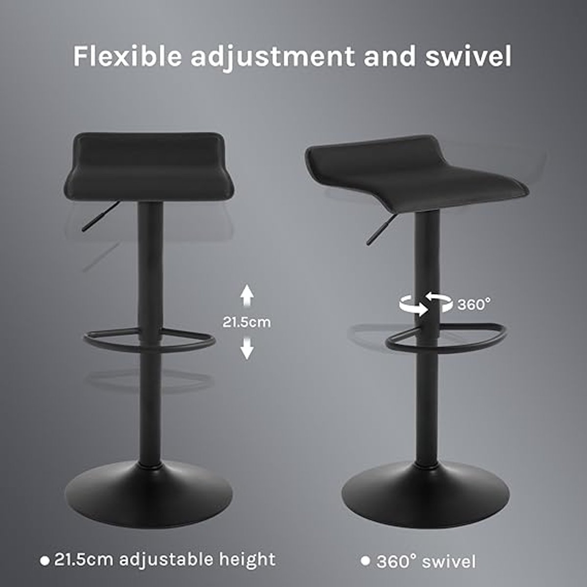 Set van 2 Design Barkrukken met Rugleuning - – 38.5×38.5×80 cm – In - Medahomestore