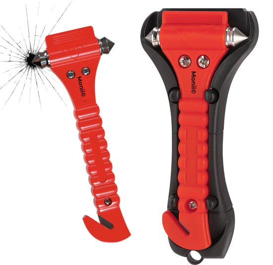 Monii® - Marteau de sécurité classique - Marteau d'urgence - Marteau de voiture - Avec coupe-ceinture de sécurité - Sécurité sur la Bébé en route - Accessoires de vêtements pour bébé auto