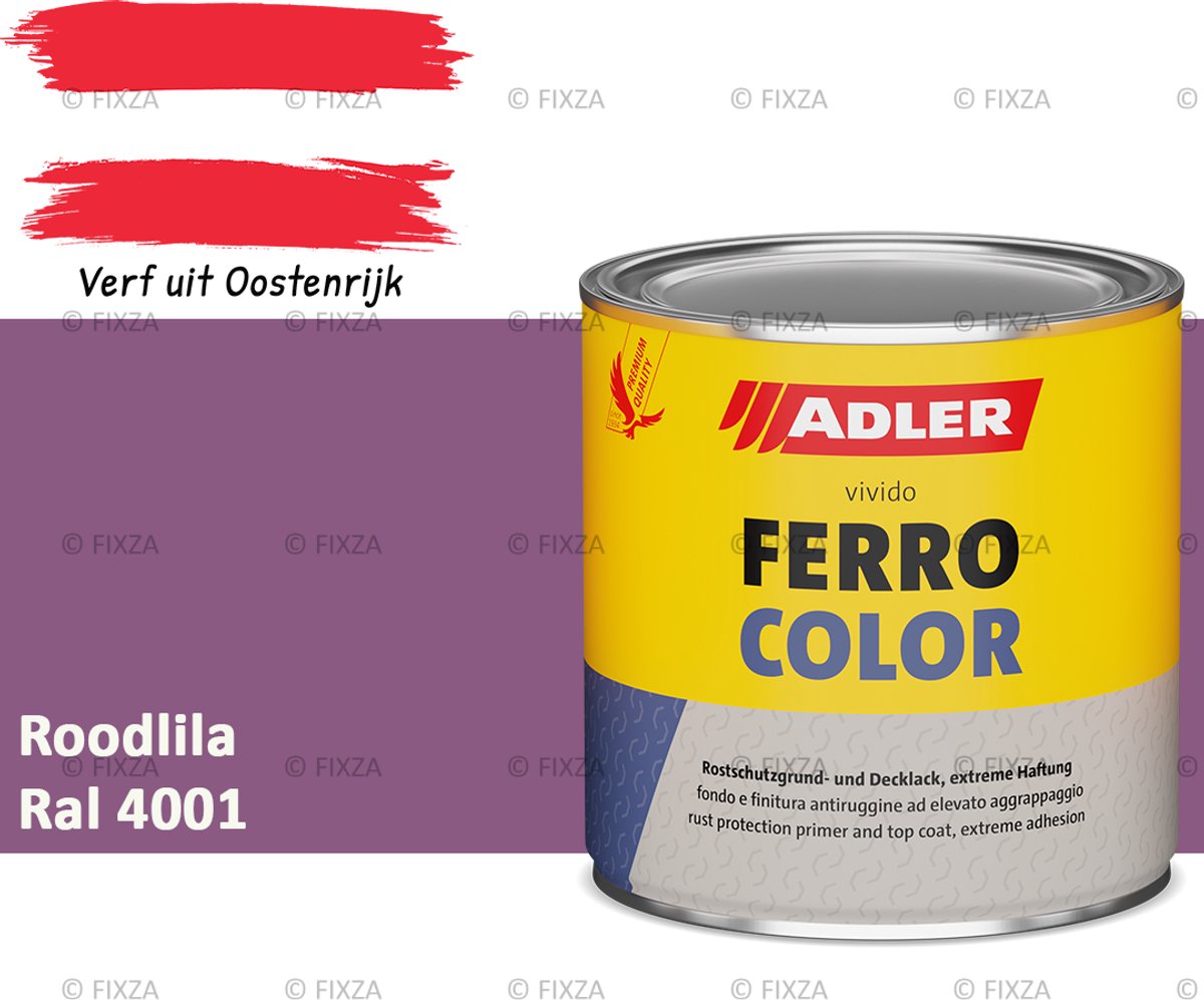 ADLER Ferrocolor 3in1 roestwerende verf – 2,5 Liter – Roodlila – Grondverf en aflak in één – Voor binnen & buiten – Voor ijzer, staal, zink & aluminium – Milieuvriendelijk – Zonder primer