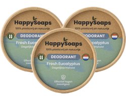 HappySoaps - Halfjaar box - Natuurlijke Deodorant - Fresh Eucalyptus - 3 stuks