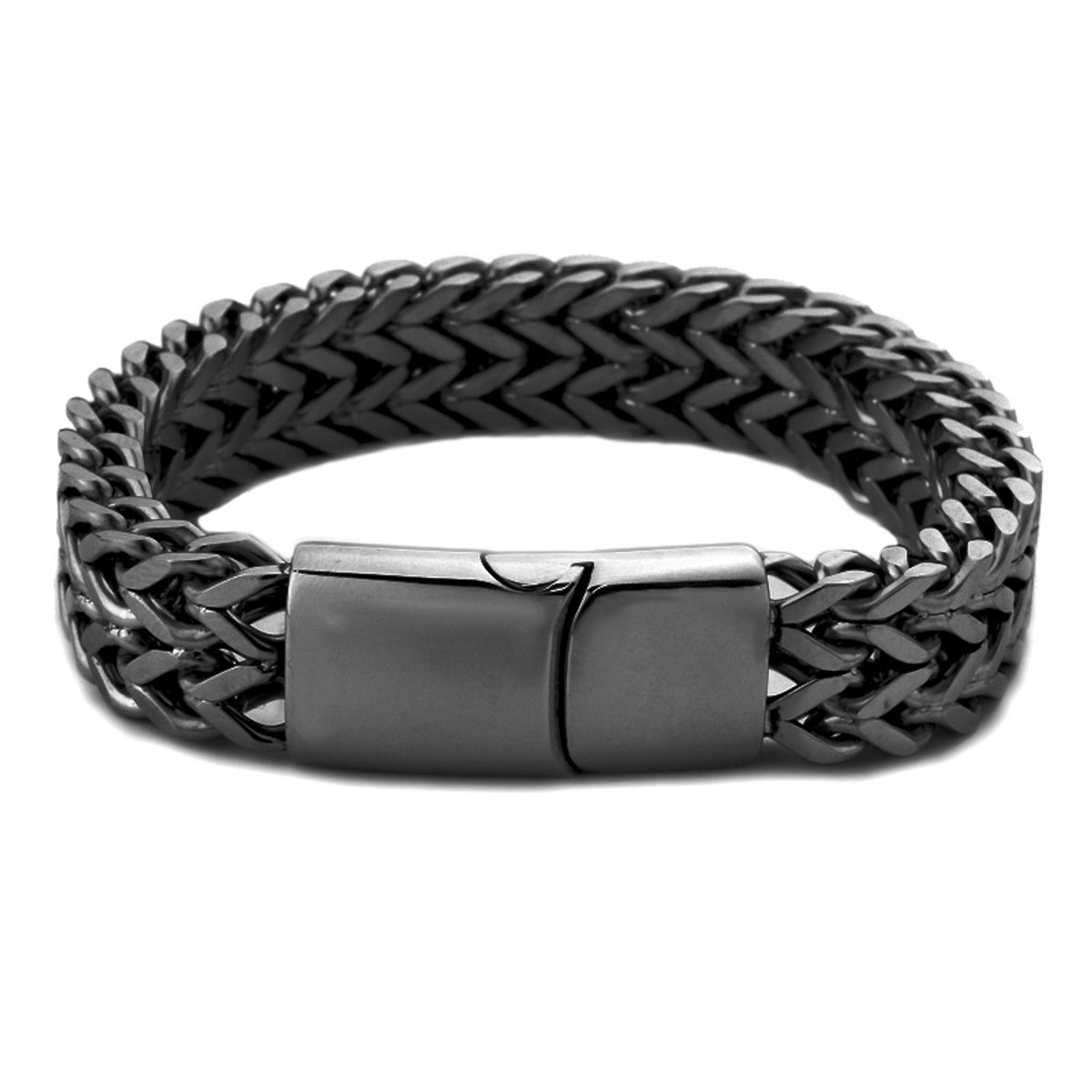 Loud and Clear® - Armband - Schakelarmband - Heren - Dames - Staal - RVS - Zwart - 21cm