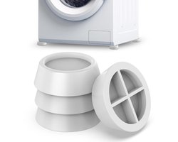 4 stuks - Trillingsdempers Wasmachine - Trillingsmat - Wasmachine dempers - Voetjes Droger - Demper - Anti Trillingsmat - Extra Dik - Wasmachine Verhoger - Pads - Anti Vibratie - Antislip Rubber - Voor Drogers, Vaatwassers, Antislip Voetjes - Wit