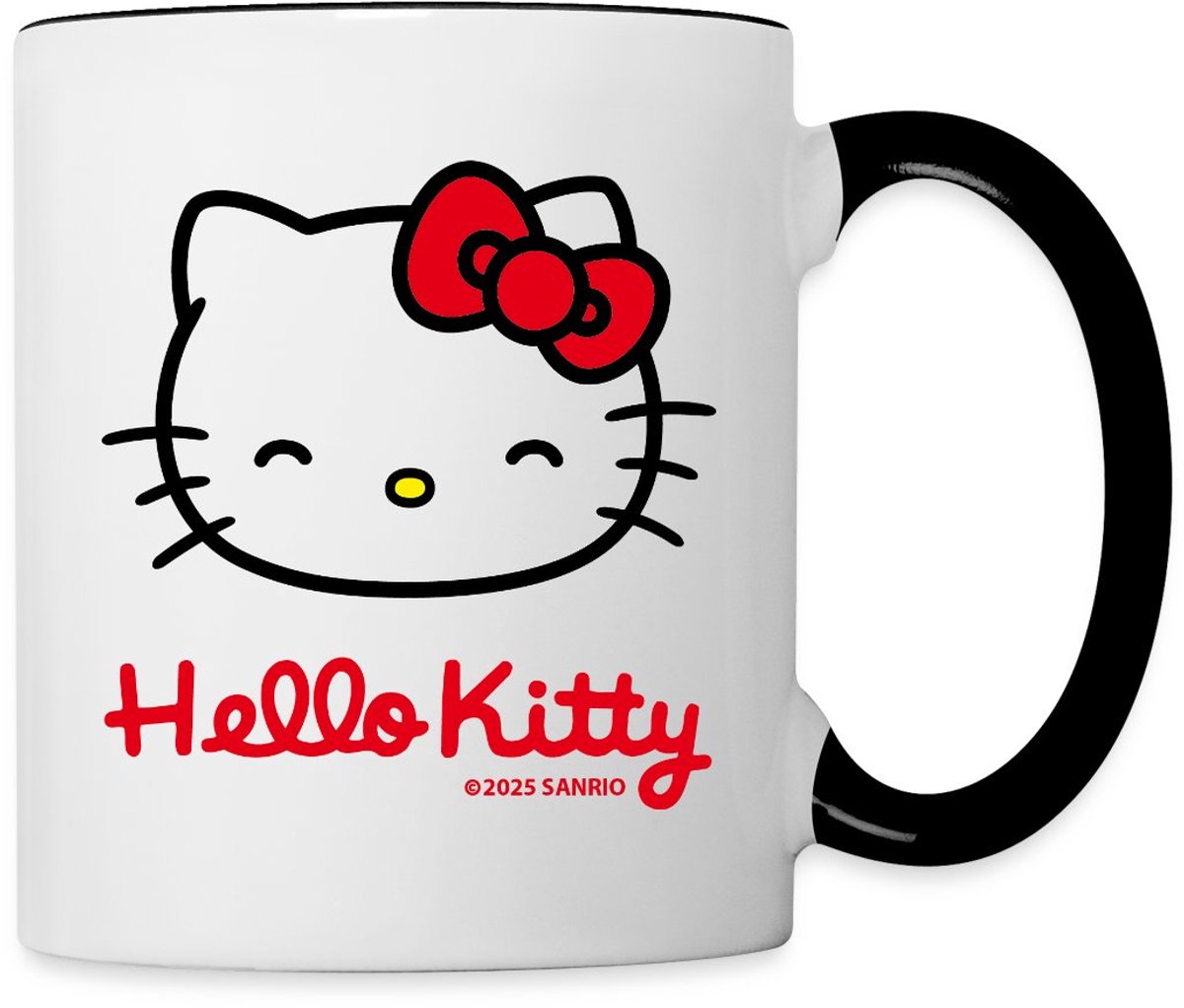 Hello Kitty Lacht Met Hello Kitty-Letters Mok Tweekleurig