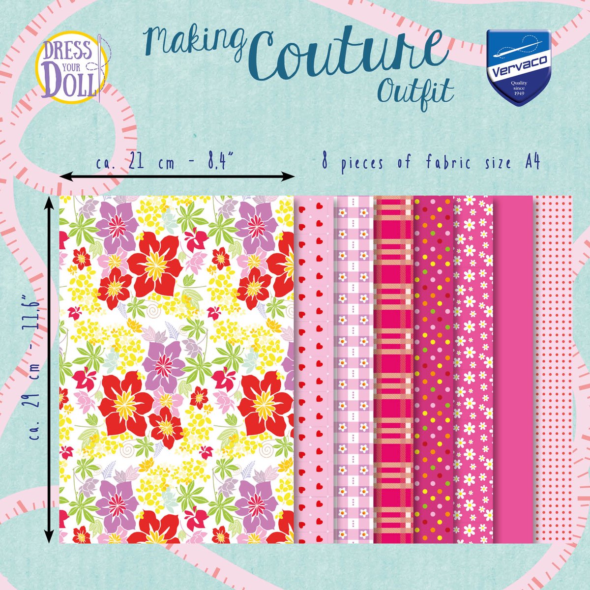 Dress Your Doll - Making Couture Fabric Set kit Pink - Set van 8 stukken stof - PN-0164673