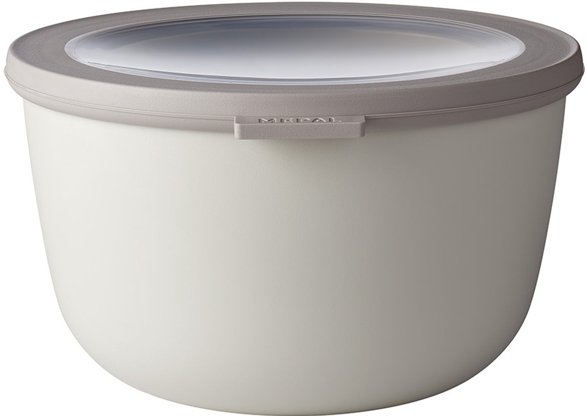Mepal – Multikom Cirqula rond 2000 ml – Mag in de vriezer, magnetron en vaatwasser – Nordic white – Geschikt als meal prep bakje, vershoudbakje, bewaardoos