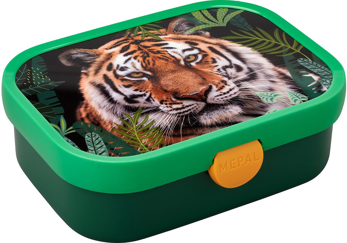Mepal lunchbox Campus – Broodtrommel met vakjes voor kinderen – Geschikt voor 4 boterhammen – Wild Tiger