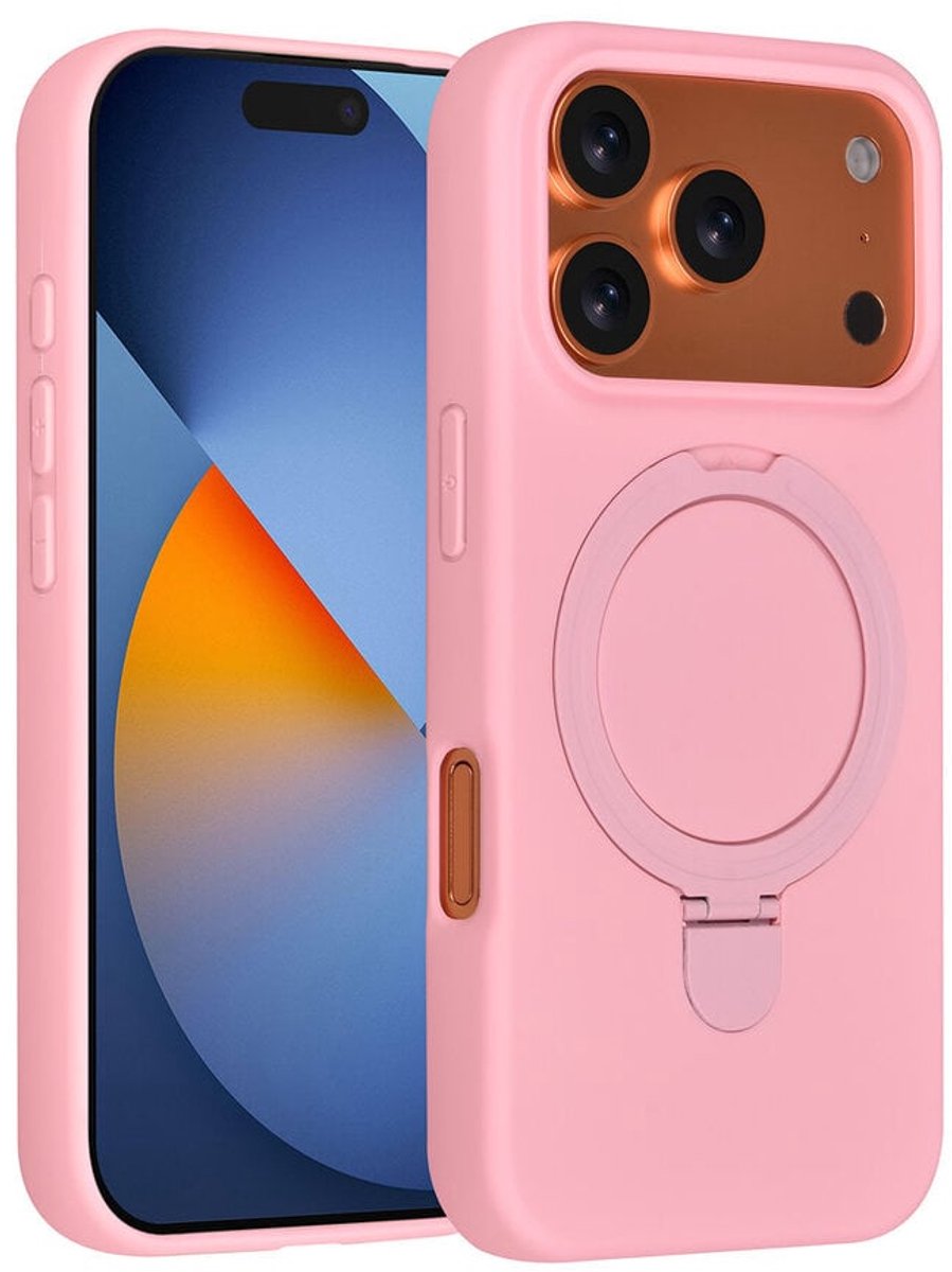 TUNIQ Back cover voor iPhone 17 Pro - Sakura Pink - MagSafe met ringstand - Verhoogde randen