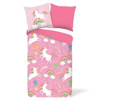 Bedsupplies - Kinderdedbed - Dekbed Zonder Overtrek - 140x200 - Eenhoorn - Roze/Wit