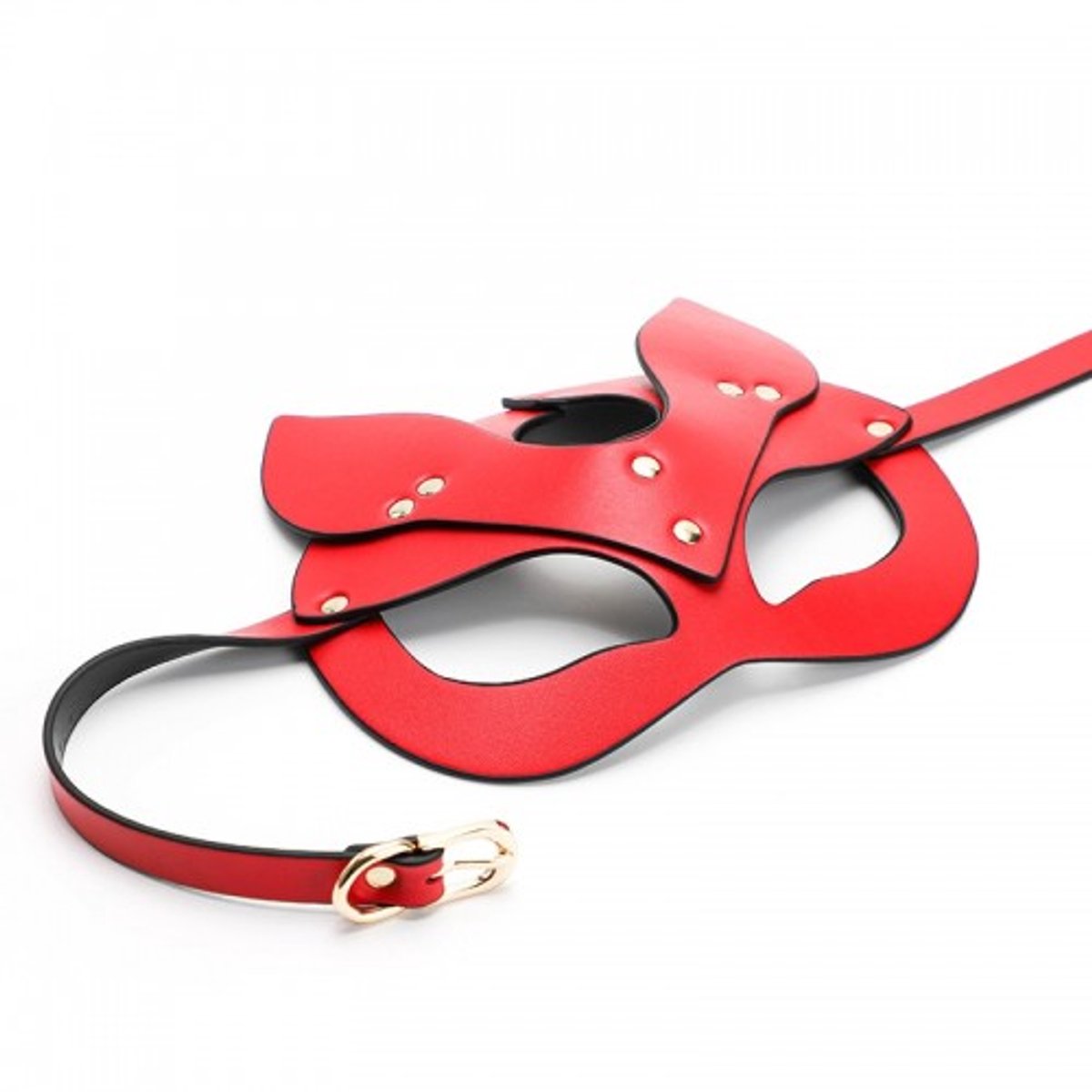 Nooitmeersaai - BDSM Kattenmasker - PU leer - Rood - Verstelbaar