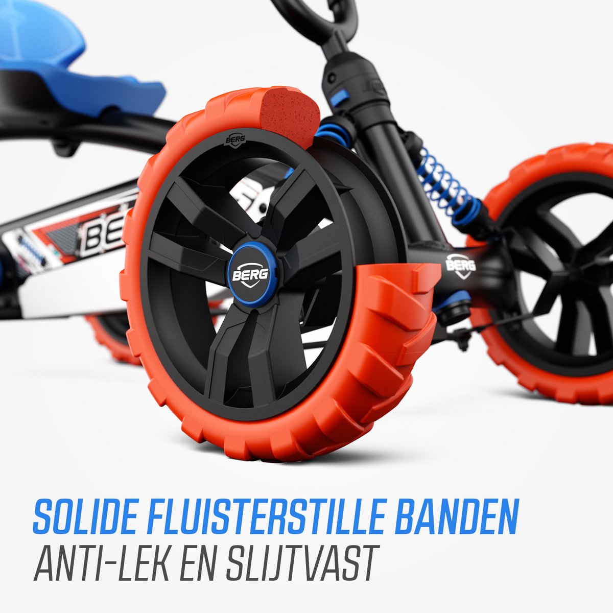 BERG Buzzy 2-in-1 Nitro Skelter - 2+ jaar - Verstelbare Stoel - Veilige en Stabiele Wegligging - Anti-Lek EVA Banden - Blauw/Oranje - incl. duwstang — afbeelding 4