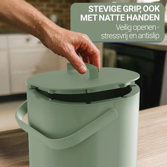 PTMS® GFT Afvalemmer Keuken 6L Biobak Met Ophangbaar Deksel Binnenzeef Vaatwasbestendig Geurvrij Compostemmer Modern Design Verkrijgbaar In 5 Kleuren 3007744986