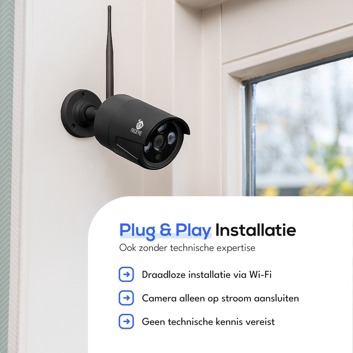 Teceye Compleet Camera Beveiliging Set met 5x Wifi IP Camera - CCTV Camerasysteem - Beveiligingscamera binnen - Wifi Beveiligingscamera Set Buiten - Beveiligingscamera - Beveiligingscamera buiten - Beveiligingscamera Draadloos buiten – foto 7