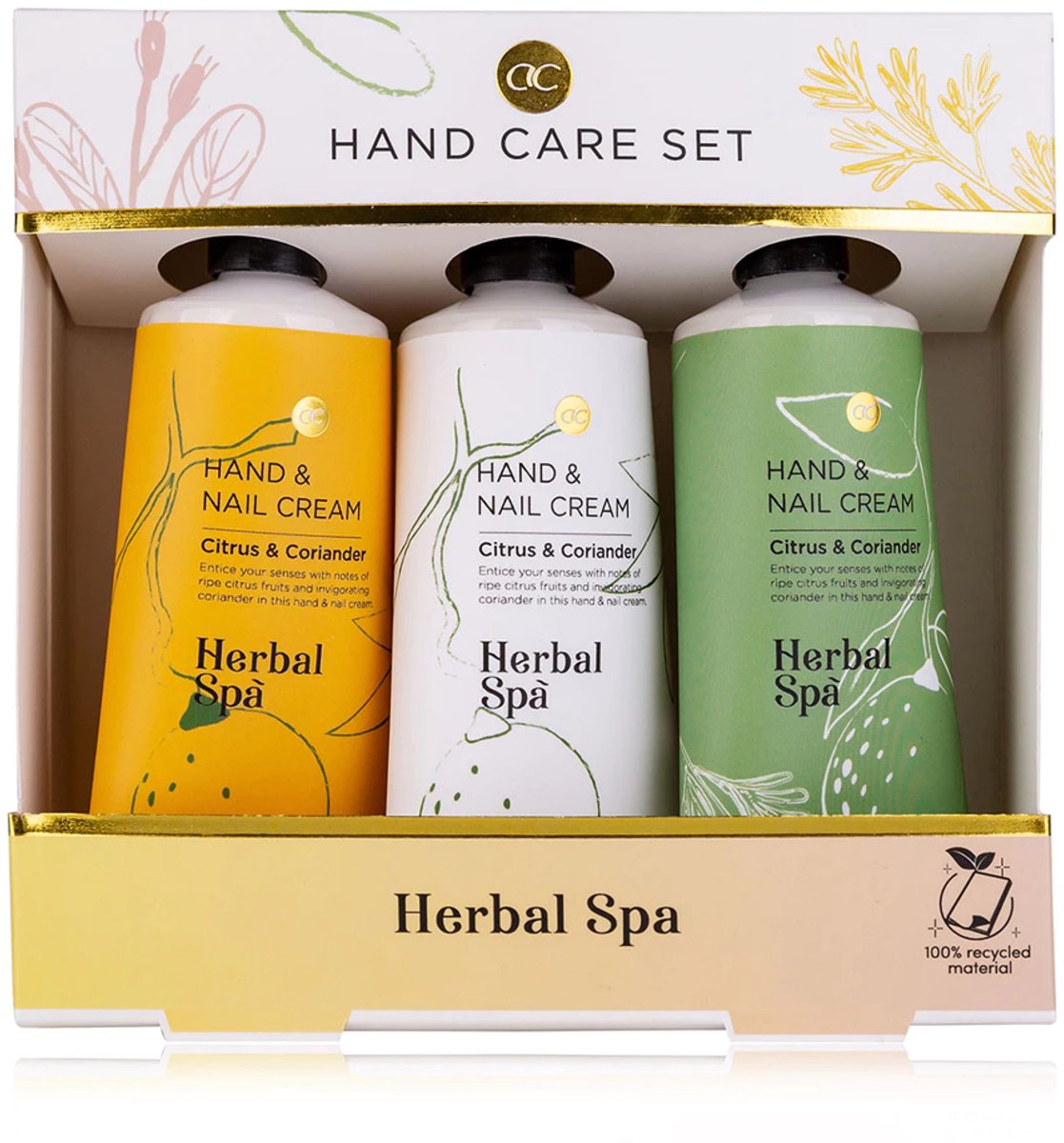 Accentra - HERBAL SPA Hand & Nagel Verzorgingsset – 3×60 ml – Citrus & Koriander – Duurzaam & Vegan - Giftset