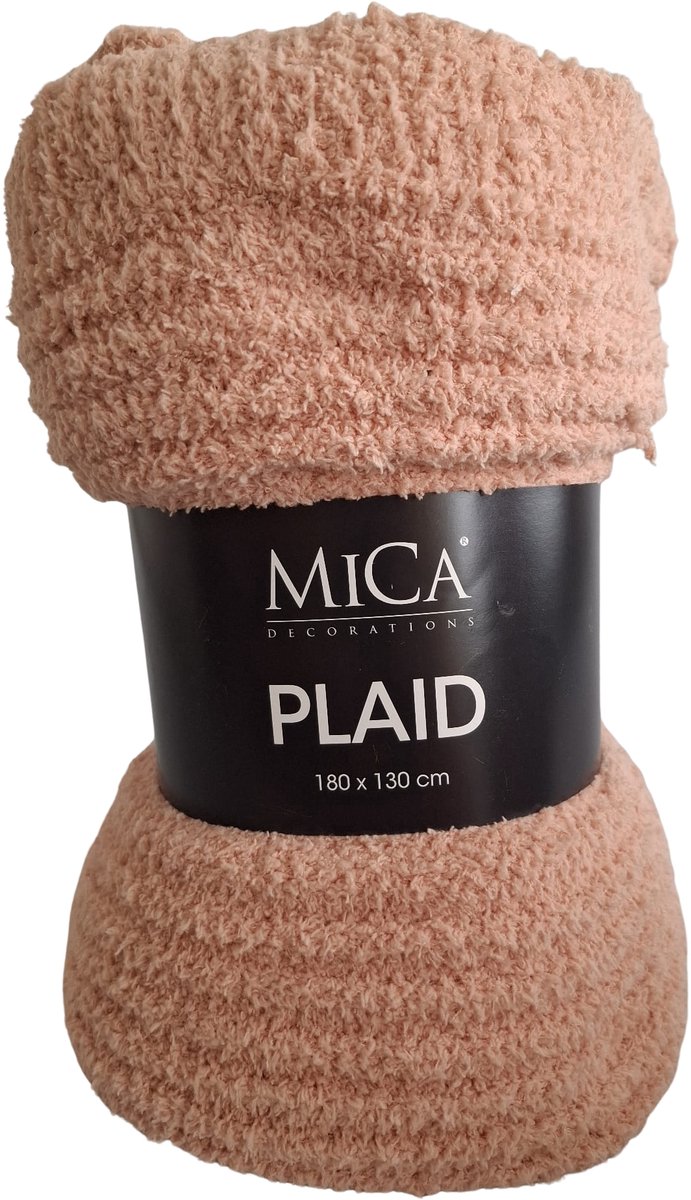 Mica Charlene Fleece Plaid 180x130 cm – Zacht Woondeken – Perzik