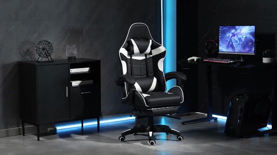Gamingstoel 7-punts massage met RGB-verlichting en luidsprekers Ergonomische voetensteun en hoofdsteun en lendenkussen Videogamestoelen Volwassenen