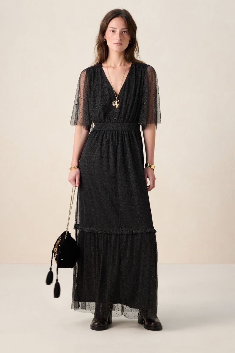 Sissy-Boy - Zwarte mesh maxi jurk