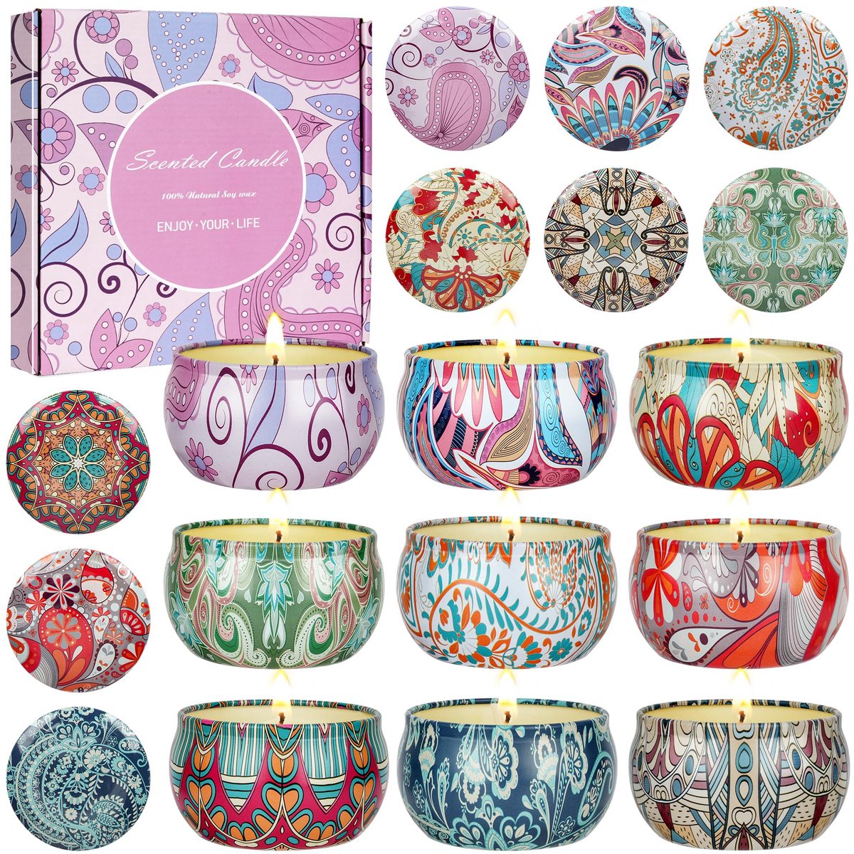 IMPERATORIS® Kaarsenset - Geurkaarsen - Geur Set - Decoratieve Kaarsen - Geurloos - Cadeauset - lavendel, jasmijn en vanille - 9 Stuks
