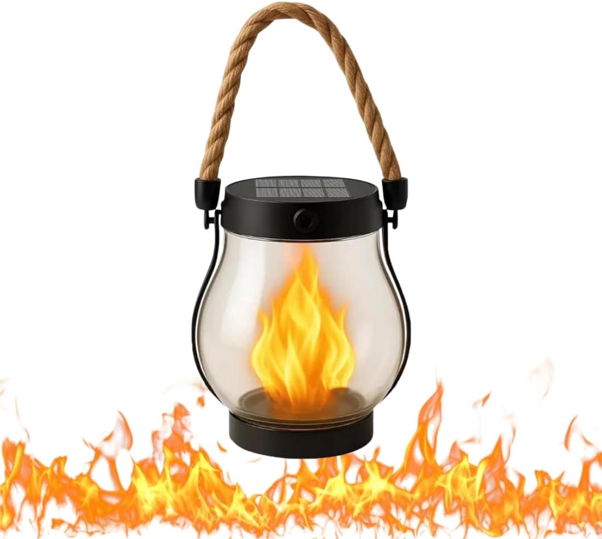 1 Solar Buitenlamp - 25,5 × 12 cm met touw - Vlammende Solar Buitenlamp - Vlammenlamp van 