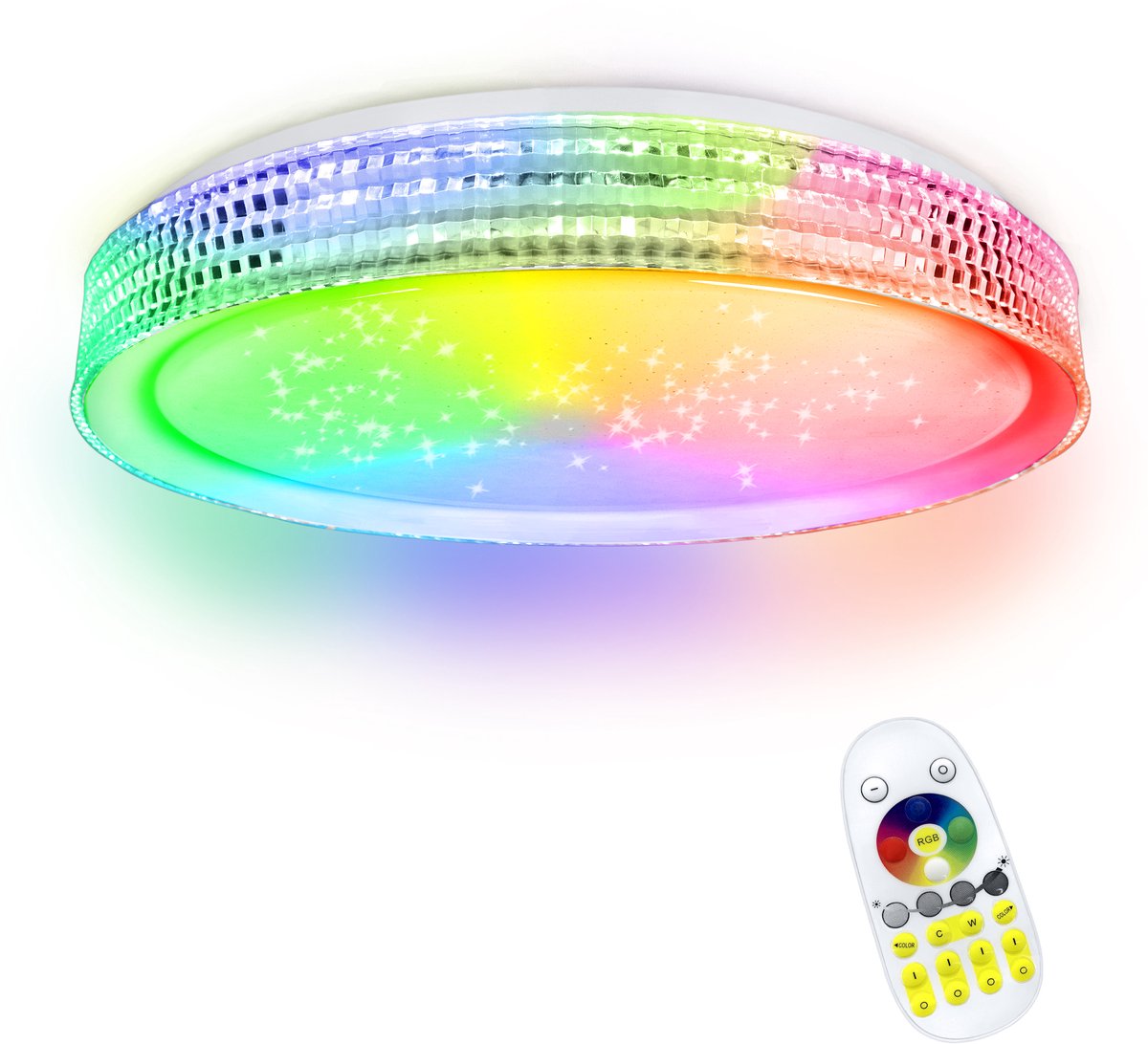 60W Sterrenhemel plafondlamp LED plafondlamp acryl Ø50CM Dimbare RGB met afstandsbediening 2800-6500K Creatieve sterrenlicht plafondverlichting rond voor slaapkamer woonkamer keuken platte lamp