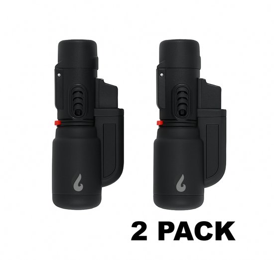 Pyroshopping Stormaansteker Set 2-Pack – Windproof & Navulbaar – Blauwe Turbovlam – Jetflame Gasbrander voor BBQ, Haard & Vuurwerk