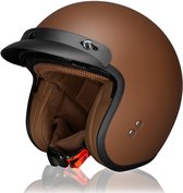 DAWNRISE Jethelm ECE 22.06 - Retro scooterhelm - Mat bruin - Maat XXL