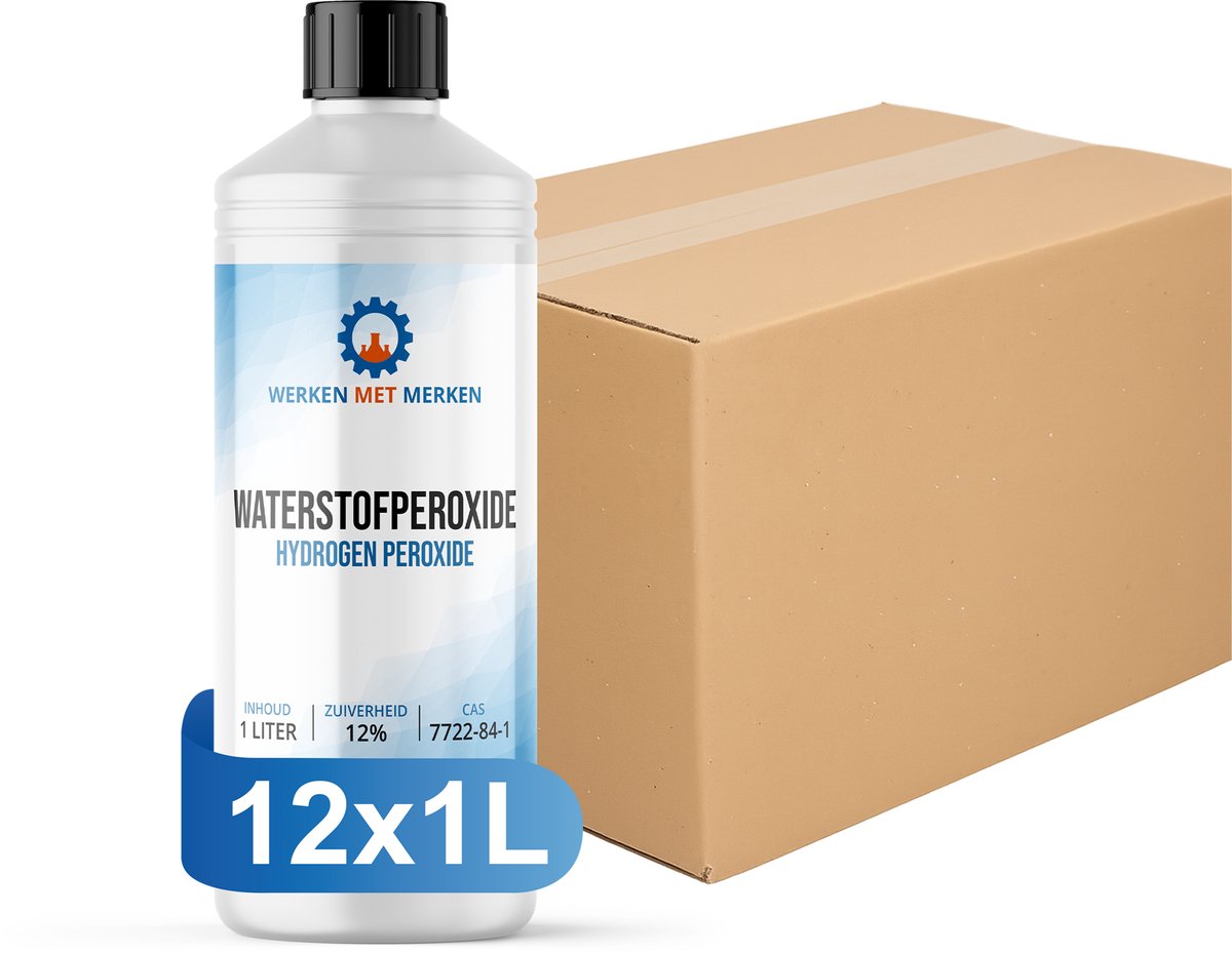 Waterstofperoxide 12% - Doos - 12 x 1 liter - 2 Spraytriggers - Hydrogen Peroxide - Zuurstofwater