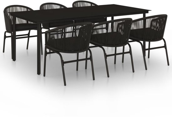vidaXL Ensemble de jardin 7 pièces Noir